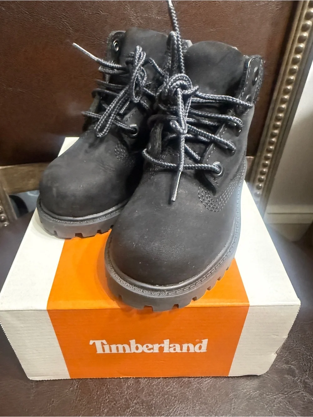 Timberland Kids Black Lace-Up Nubuck Boots